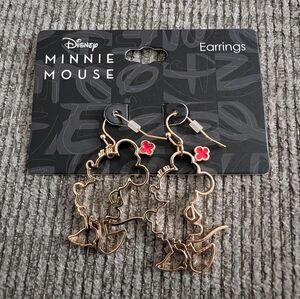 Neon Tuesday Disney Minnie Mouse Pierced Earrings Gold Tone Hook NWT